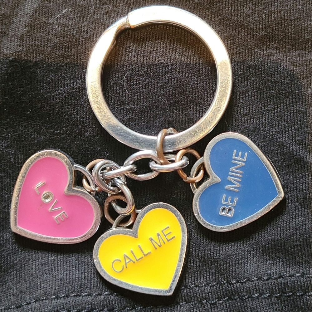 RARE Vintage Coach Heart Conversation Keychain Call Me Be Mine Love Hearts